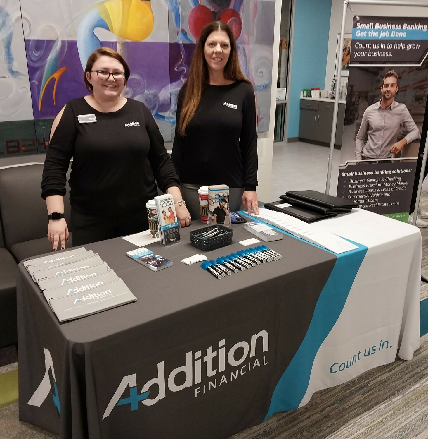 Haley Verback and Kristin Marroquin represented Addition Financial at the Business Expo.